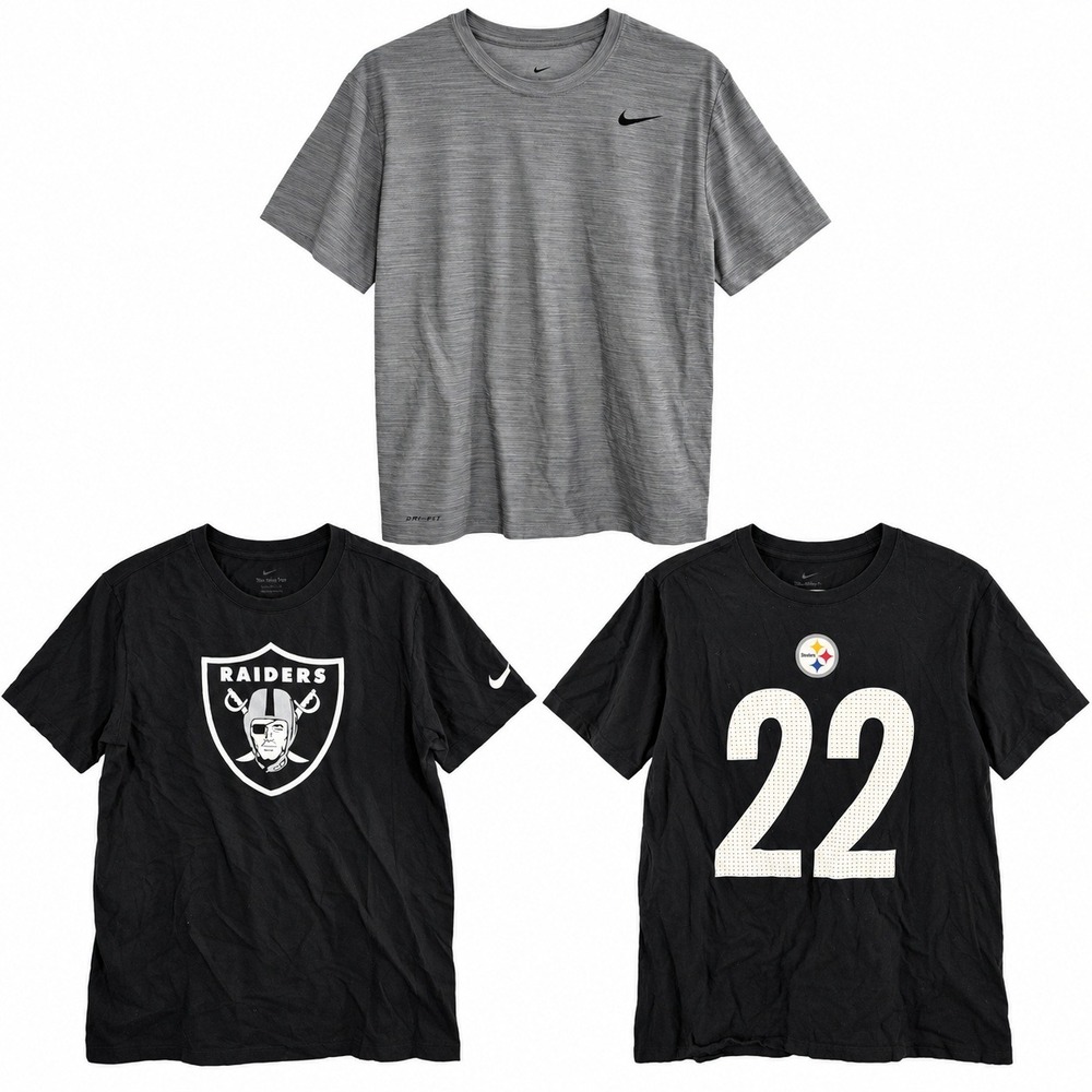 Nike Lot of 3 Men's L T-Shirts Short Sleeve Graphic Black Gray